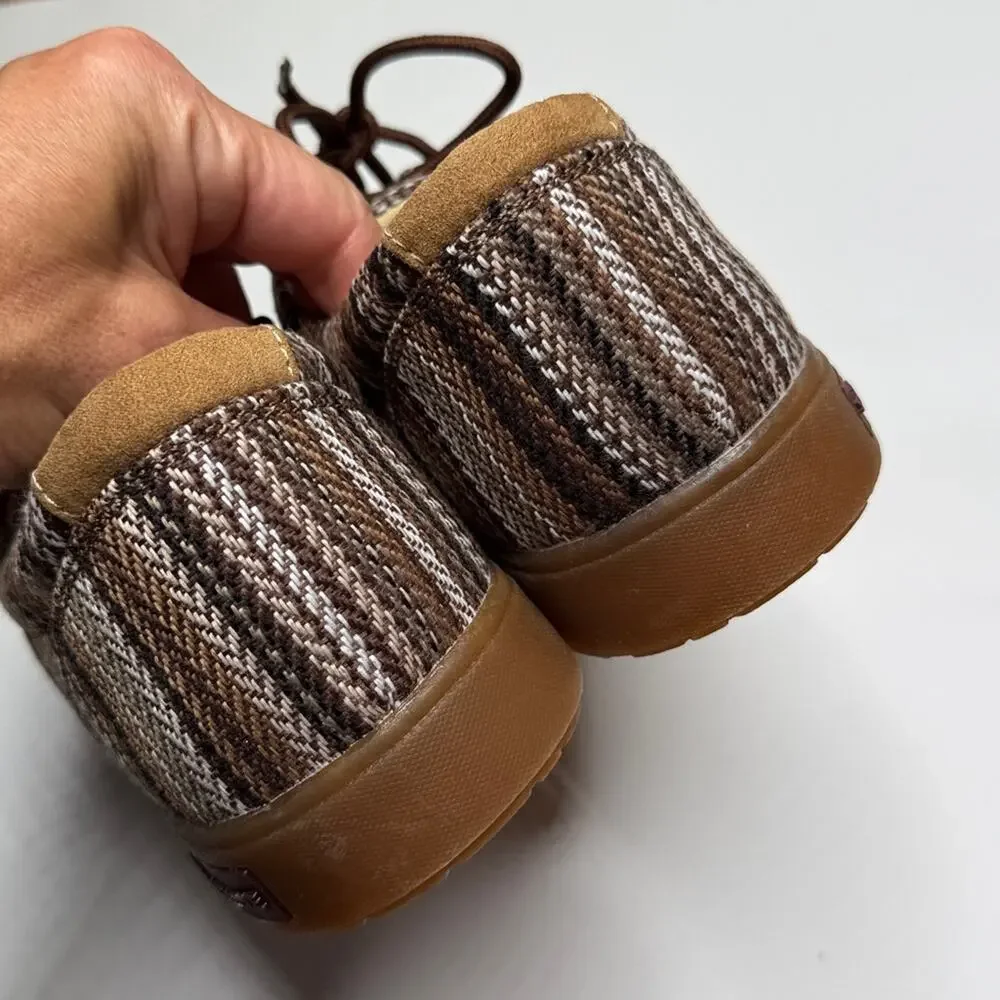 Sun + Stone Men’s Nash Brown Striped Canvas Loafer Sneakers S-388 Sz 9
